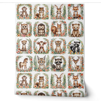 Pépinière Bois Bébé Animal Accent Papier Mur