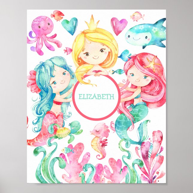 Pépinière Mermaid Impression personnalisée sous la (Devant)