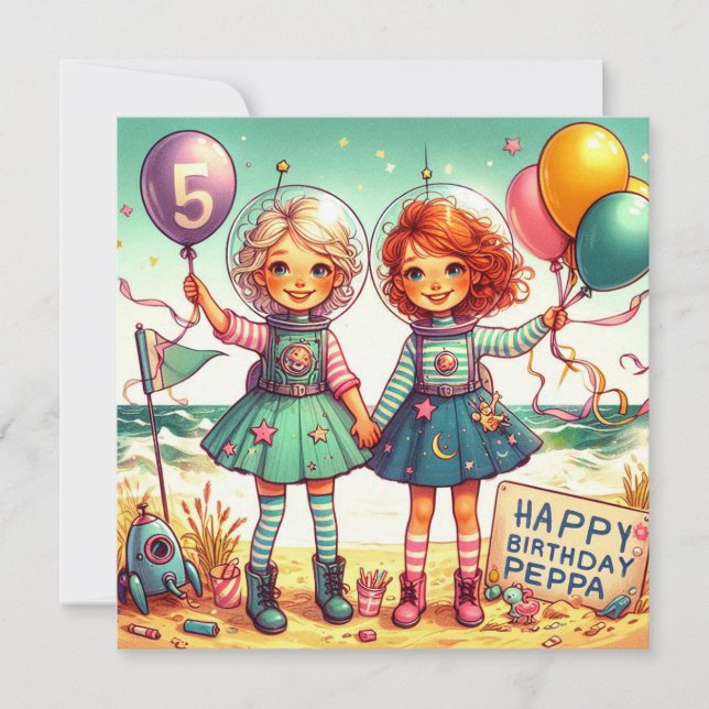 PEPPA ~ 5 ans ~ Carte d'anniversaire ~ (Devant)