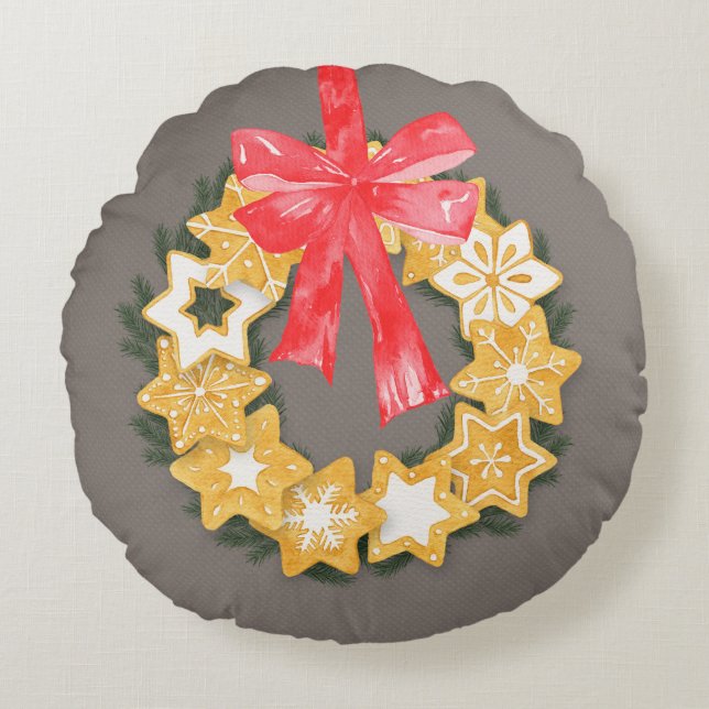 Pepparkakor Christmas Round Pillow (Front)