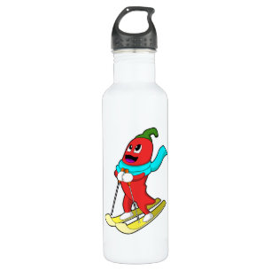Pepper as Skier with Ski 710 Ml Water Bottle