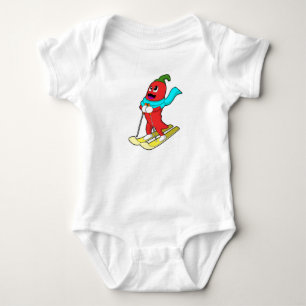Pepper as Skier with Ski Baby Bodysuit