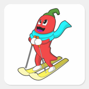 Pepper as Skier with Ski Square Sticker