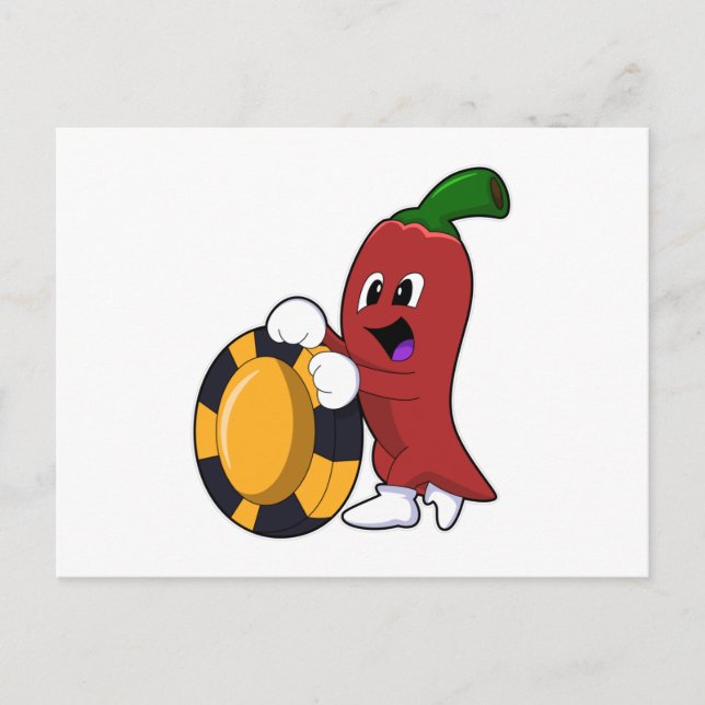 Pepper at Poker with Poker chips Postcard (Front)