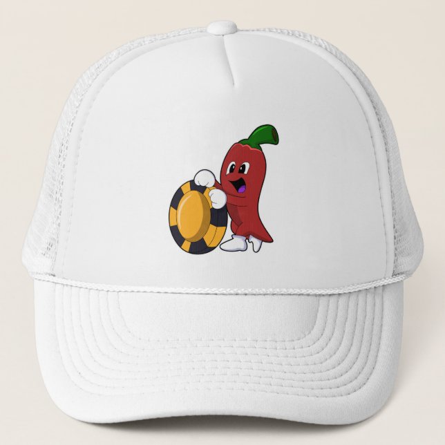 Pepper at Poker with Poker chips Trucker Hat (Front)