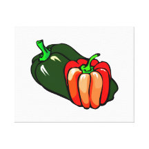Pepper green and red graphic stretched canvas print