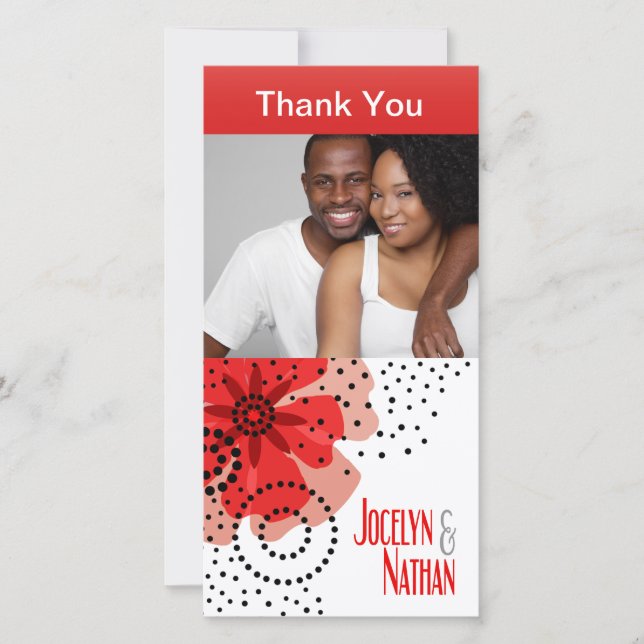 Pepper Poppies Photo Thank You red (Front)