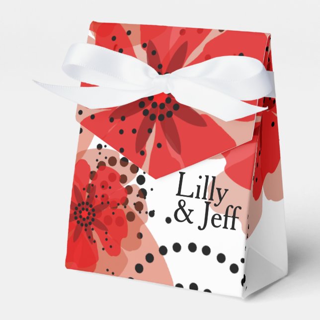 Pepper Poppies | red white black Favor Box (Front Side)