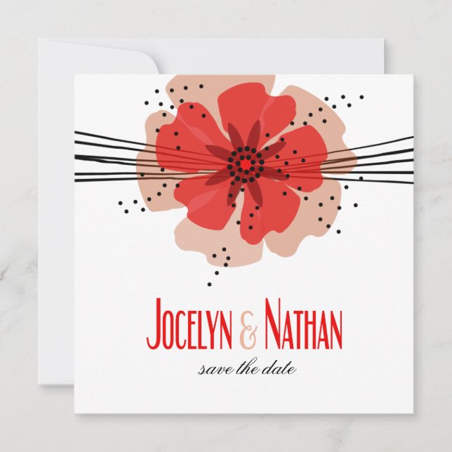 Pepper Poppies Save the Date red (Front)