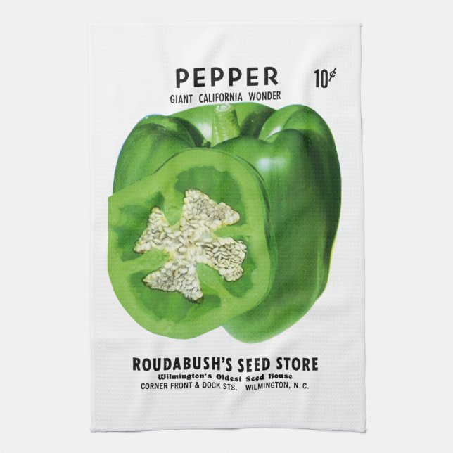 Pepper Seed Packet Label Kitchen Towel (Vertical)