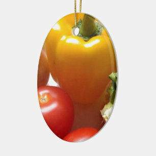 Pepper Tomatoes Vegetables Lettuce Healthy Food Ceramic Ornament