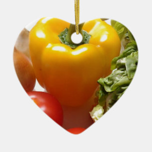 Pepper Tomatoes Vegetables Lettuce Healthy Food Ceramic Ornament