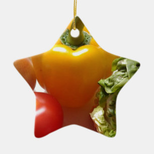 Pepper Tomatoes Vegetables Lettuce Healthy Food Ceramic Ornament