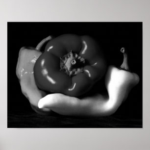 Pepper Trio Close Up Black and White Photography Poster