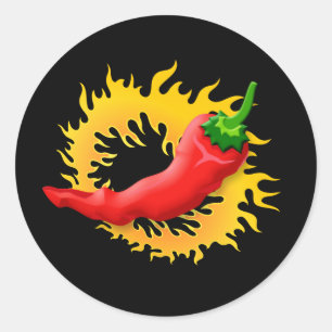 Pepper with flame classic round sticker
