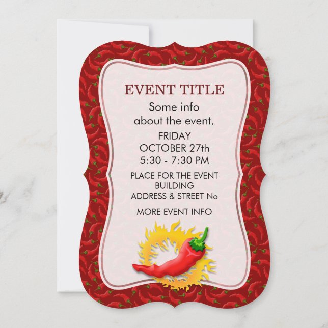 Pepper with flame invitation (Back)