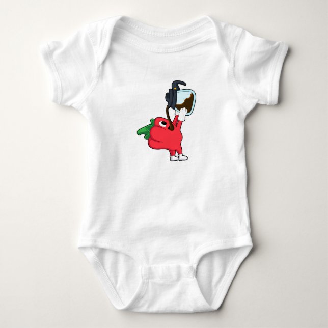 Pepper with Pot of Coffee Baby Bodysuit (Front)