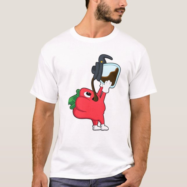 Pepper with Pot of Coffee T-Shirt (Front)