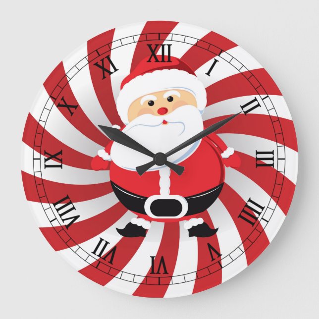 Pepperment Twist Christmas Père Noël Horloge mural (Recto)