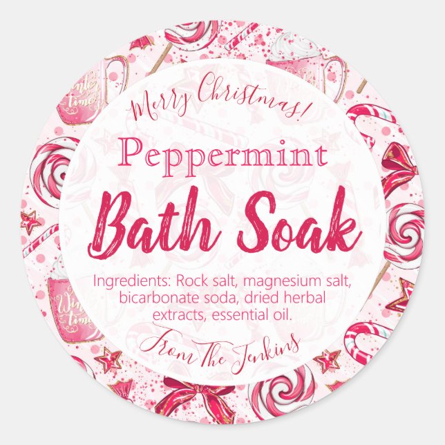 Peppermenthe Christmas Bomb Salt Étiquette trempe (Devant)
