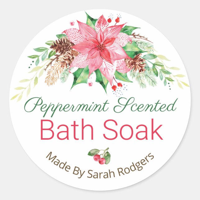 Péppermenthe de Noël Parfumé Bain Soak Étiquettes (Devant)