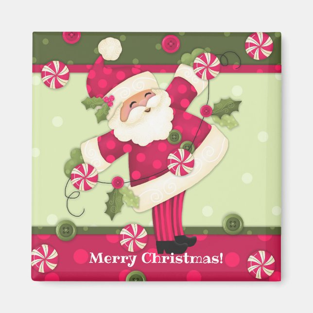 Peppermenthe Père Noël Custom 2"x2" Carré Magnet (Devant)