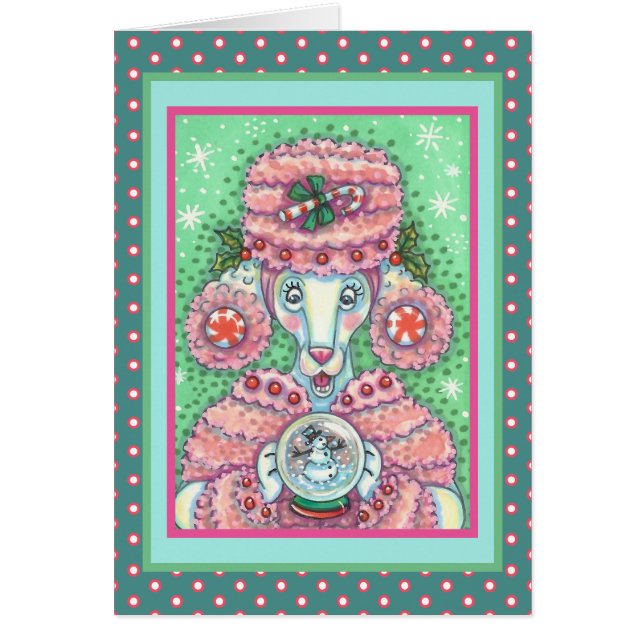 PEPPERMINE ROSE POODLE NOËL CARTE DE RECONNAISSANC (Devant)