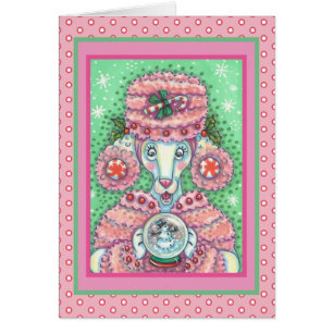 PEPPERMINE ROSE POODLE NOËL CARTE DE RECONNAISSANC