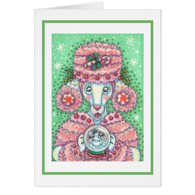 PEPPERMINE ROSE POODLE NOËL CARTE DE SALUT B (Devant)