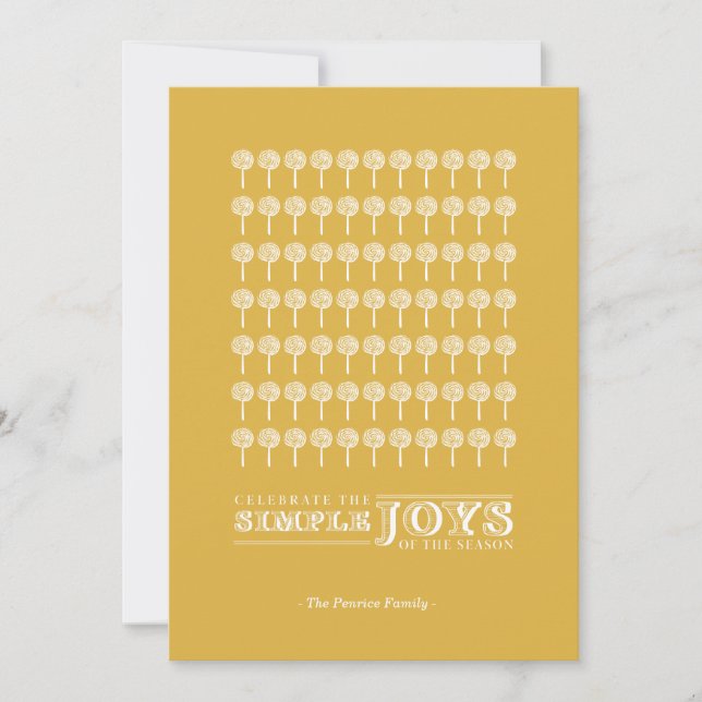 Peppermint 24KT Patterned Holiday Card (Front)