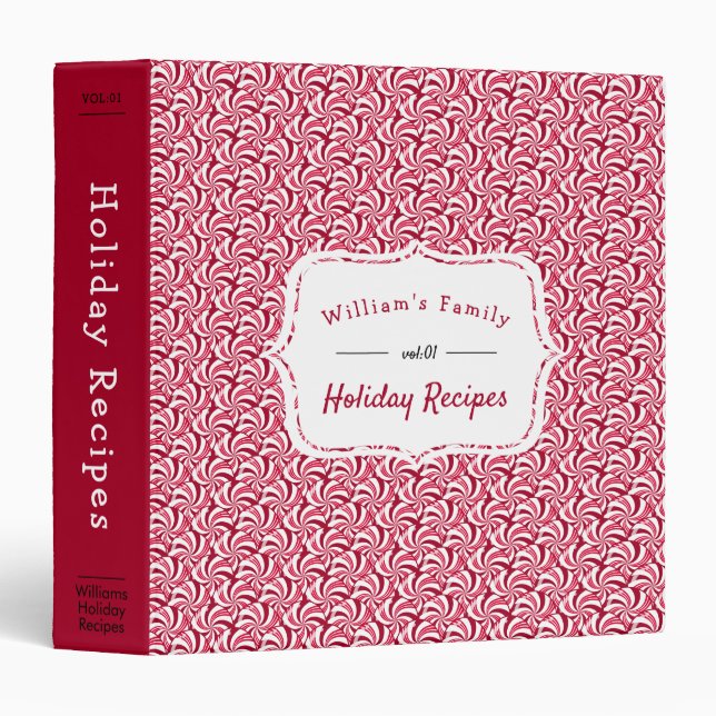 Peppermint Candies Christmas Recipes Binder (Front/Spine)