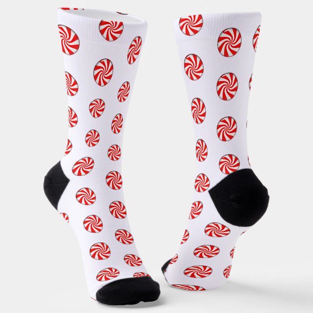 Peppermint Candies Christmas Socks (Angled)