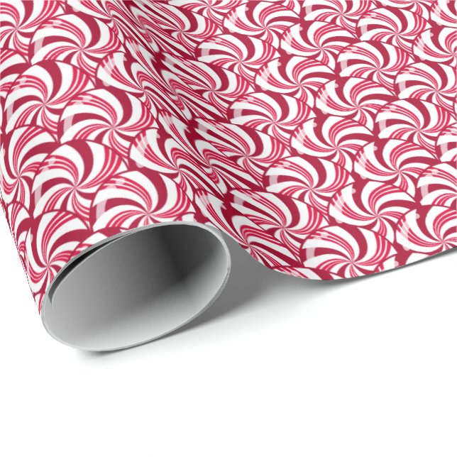 Peppermint Candies Scales Red - Christmas Pattern Wrapping Paper (Roll Corner)
