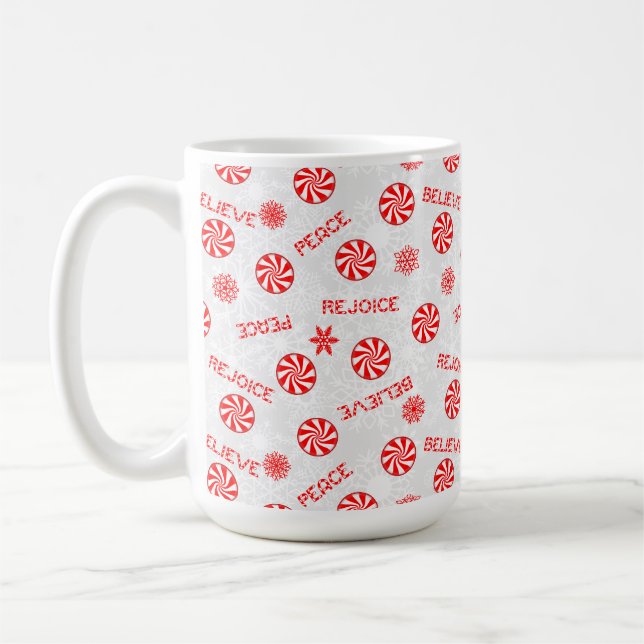 Peppermint candy and inspirational words coffee mug (Left)