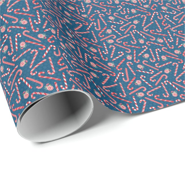 Peppermint Candy Cane Christmas Wrapping Paper (Roll Corner)