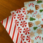 Peppermint Candy Cane Stripe Christmas Cookies Wrapping Paper Sheet<br><div class="desc">Celebrate Christmas in style with these festive hand drawn peppermint candies,  and christmas cookies</div>