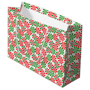 Peppermint Candy Cane Swirl Pattern Large Gift Bag