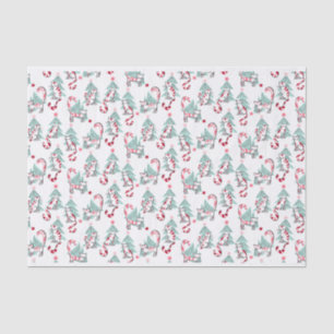 Peppermint Candy Cats and Christmas Trees Tissue Paper