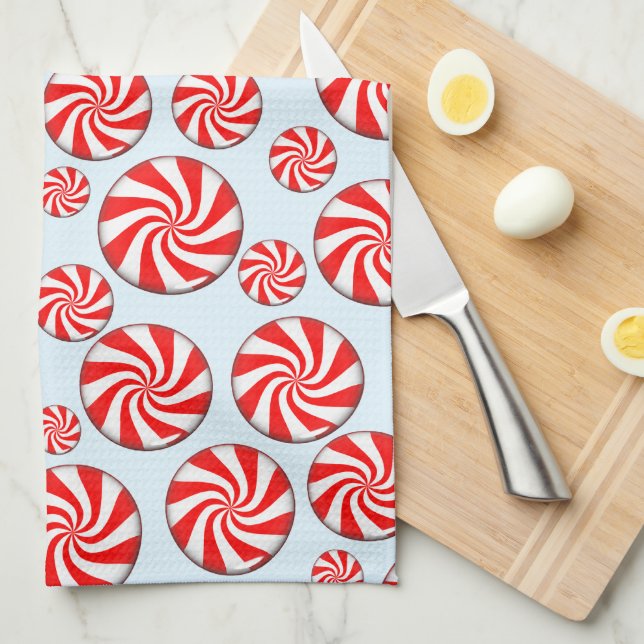 Peppermint Candy Christmas Kitchen Towel (Quarter Fold)