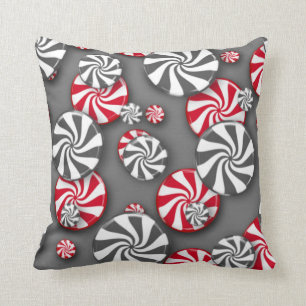 Peppermint Candy Christmas Throw Pillow