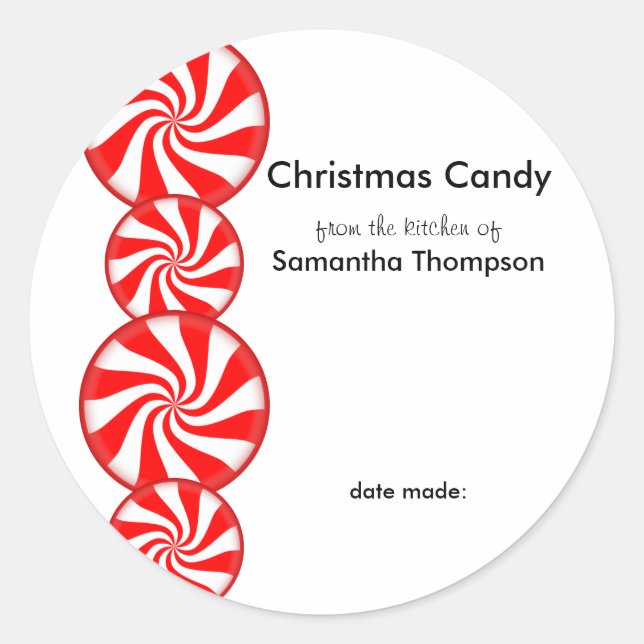 Peppermint Candy Custom Classic Round Sticker (Front)