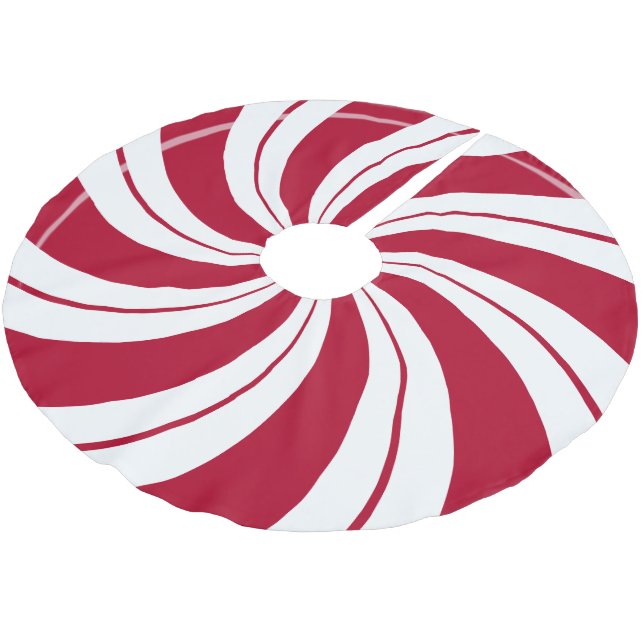 Peppermint Candy Double Swirl Brushed Polyester Tree Skirt (Angled)