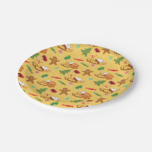 Peppermint Candy,Gingerbread Man and cake Paper Plate