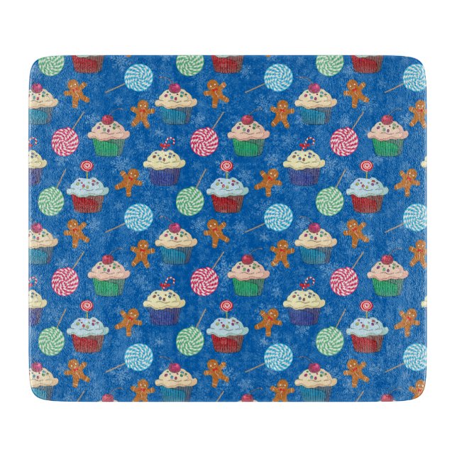 Peppermint Candy ,Gingerbread Man and cup cake Cutting Board (Front)