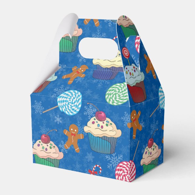 Peppermint Candy ,Gingerbread Man and cup cake Favor Box (Front Side)