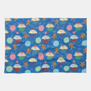 Peppermint Candy ,Gingerbread Man and cup cake Kitchen Towel