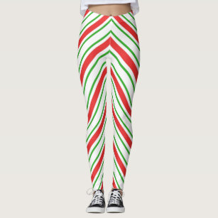 Peppermint Candy Green Red White Leggings