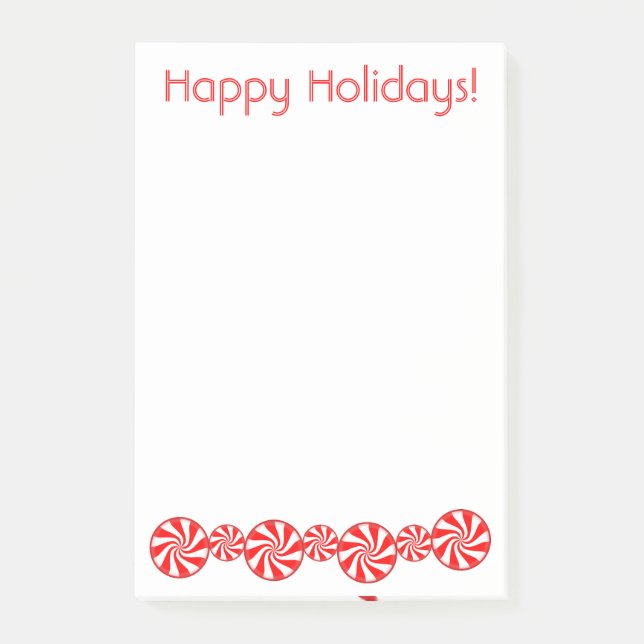 Peppermint Candy Happy Holidays Post-it Notes (Front)