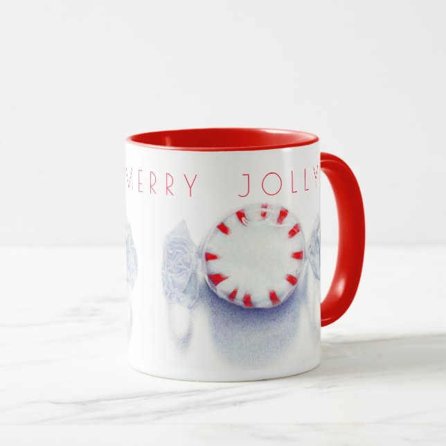 PEPPERMINT CANDY "HAPPY MERRY JOLLY" Combo Mug (Front Right)