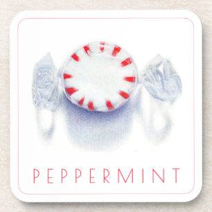 PEPPERMINT CANDY Hard Plastic Coasters + Text